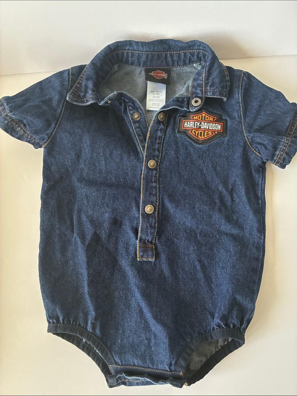 Harley-Davidson Unisex Dark Blue Denim Button-Front Bodysuit